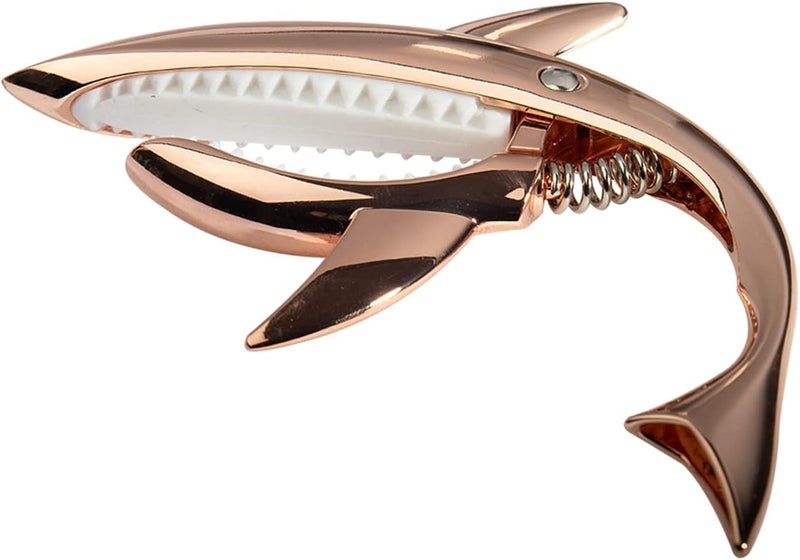 Cheerock Shark Capo, Zinc Alloy Guitar Capo with 2x0.71mm Picks & Pouch for Acoustic/Electric/Ukulele/Bass/Mandolin (Rose Gold Gift) - Image 4